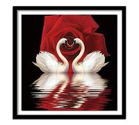 Diamant 5D Peinture Plein Foret Décoration De La Maison Point De Croix Diamant Broderie Couture Deux Cygne Amant Rose 30X40 Cm