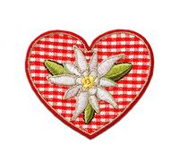 diamant c ur avec Edelweiß - Ecusson thermocollant patches appliques, Taille: 6 x 5 cm