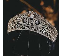 Diamant carré de luxe Crystal géométrique Bridal Tiaras Cumbic Zircon Crown Rhinestone Pageant Diadem Band Band ACCESSOIRES DE CHEIL