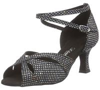 Diamant Chaussures de Danse Latine pour Femme Salon, Noir et Argent, 33 2/3 EU