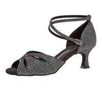 Diamant Chaussures de Danse Latine pour Femme Salon, Noir et Argent, 41 1/3 EU