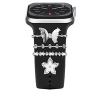 Diamant Décorative pour Bracelets en Silicone Apple Watch 38mm 40mm 41mm 42mm 44mm 45mm 46mm 49mm, Décoration de Bracelet en Métal pour Apple Watch Series 11 10 9 8 7 6 5 4 3 2 1 SE 3/2/1 Ultra 3/2/1