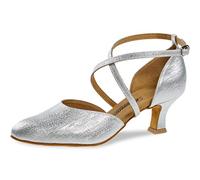 Diamant Femmes Chaussures de Danse 048-068-002 - Brocart Argent - 5 cm Latino - Special Edition - Taille: UK 5