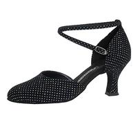 Diamant Femmes Chaussures de Danse 058-080-155 - Velours Noir - 6,5 cm Latino - Taille: UK 5,5