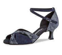 Diamant Femmes Chaussures de Danse 141-077-534 - Suède Bleu/Phyton Print - 5 cm Flare - Special Edition - Taille: UK 3