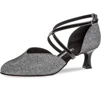 Diamant Femmes Chaussures de Danse 170-106-520 - Brocart/Vernis Noir/Argent - 5 cm Flare - Taille: UK 5