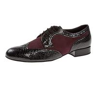 Diamant - Hommes Chaussures de Danse 089-025-202 - Cuir Noir/Suéde Bordeaux - Large [UK 9]