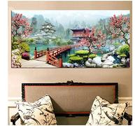 Diamant Painting 5D Paysage de jardin du Japon,Broderie Diamant kit Peinture Numero Adulte Strass Art Dots,100x50cm Grand format Diamond Painting Complet Enfant,Canevas Tableau Maison Décor Murale