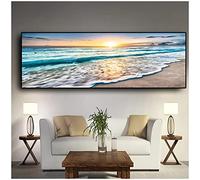 Diamant Painting 5D Plage de la mer,Broderie Diamant kit Peinture Numero Adulte Strass Art Dots Point de Croix,100x50cm Grand format Diamond Painting Complet Enfant,Canevas Tableau Maison Décor Murale