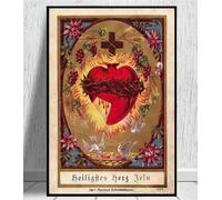 Diamant Painting Broderie Point de Croix Kit, Rétro Sacré-Cœur Jésus 5D Diamond Painting Kit Peinture Diamant Strass Peinture Mosaïque Bricolage Décoration Murale Artistique(round Drill)40x50cm