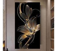 Diamant Painting Enfants Lys doré et noir Peinture en Diamant 5D DIY,Strass Broderie Point De Croix Diamant Arts Craft pour la décoration à la Maison/Salon/Chambre/Bureau 40x80cm/16x32inch Round Drill