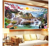 Diamant Painting Enfants Paysage de cascade 30x90cm Rond Peinture en Diamant 5D DIY,Strass Broderie Point De Croix Diamant Arts Craft pour la décoration à la Maison/Salon/Chambre/Bureau