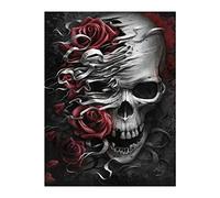 Diamant Peinture Carré Complet Crâne DIY 5D Square Diamond Art Kit Carré Diamant Artisanat Toile Peinture avec Diamants Strass Kits De Broderie Arts et Artisanat Adultes Décoration Murale 30X40CM