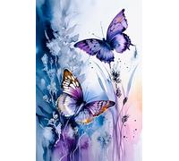 Diamant Peinture pour Adulte 5D Diamond Painting Papillon Violet Kit de Peinture Diamantée DIY pour Enfants Diamant Arts Craft pour la Décoration Murale à la Maison 30x40cm