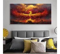 Diamant Peinture pour Adulte,5D DIY Diamond Painting Phénix abstrait doré Strass Kit de Peinture Diamant DIY pour Enfants,Point de Croix Diamant Arts Craft pour Décoration Murale à Maison 50x100cm