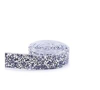 diamant Ruban strass adhésif, Rouleau de ruban à strass autocollant multicolore 1 mètre for décoration et loisirs créatifs(2cm Silver)