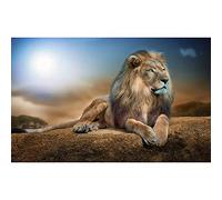 DiamantDiy 5D Plein Diamant Peinture Point De Croix"Lion Sous La Lune" Mosaïque Diamant Broderie Patron De Couture Strass 30X40Cm