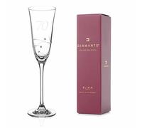 DIAMANTE Flûte à champagne 70e anniversaire en cristal avec inscription « 70 » gravée à la main - Ornée de cristaux