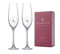 DIAMANTE Lot de 2 verres à champagne et prosecco Swarovski Atlantis ornés de cristaux dans une boîte cadeau
