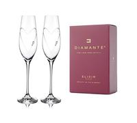 DIAMANTE Swarovski Flûtes à champagne Prosecco Paire de flûtes à prosecco Motif cœurs avec cristaux Swarovski - Boîte de cheminée
