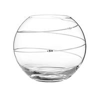 Diamante Vase sphérique avec tourbillon taillé à la main avec cristaux Swarovski - Vase rond décoré en forme de globe en forme de bocal à poisson idéal pour bouquets et autres décorations - 20 cm