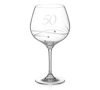 DIAMANTE Verre à Gin Copa Swarovski pour 50ème anniversaire ou anniversaire de mariage - Verre à Gin unique en cristal avec gravure à la main "50" - Orné de cristaux Swarovski