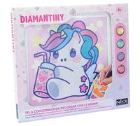 DIAMANTINY Design Art Kawaii Licorne avec Boisson sur Toile, Multicolore, 90036