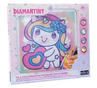 DIAMANTINY Design Art Kawaii Licorne avec Coeur sur Toile, Multicolore 90038