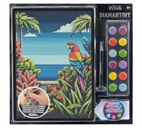 Diamantiny Level Up - Tropical Mood - Creative Art, Kit Créer la Mosaïque avec des Nombres, Perroquet avec Mer