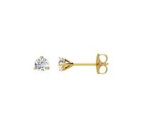 Diamants naturels ronds en or jaune 14 carats, 3,2 mm, poids 0,25 carat, SI2, si3G, H, dos à friction, 3 pointes polies, S, bijoux, cadeaux pour femme, métal, diamant
