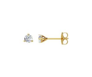Diamants naturels ronds en or jaune 14 carats, 3,2 mm, poids 0,25 carat, SI2, si3G, H, dos à friction, 3 pointes polies, S, bijoux, cadeaux pour femme, métal, diamant