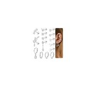 Diamday 15Pcs Boucles d'Oreilles Femme Acier Inoxydable Piercing Oreille Piercing Tragus Helix Conch Acier Chirurgical Bijoux Femme Or Argent Tragus Helix Piercings Boucles d'Oreille Acier Inoxydable
