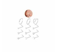 Diamday 18G Piercing Nez Acier Chirurgical L Piercing Nez Double Anneau Nez Hypoallergénique Helix Tragus Conch Septum Piercings Or Argent Piercing Nez Anneaux,Lot de 12 Pièces