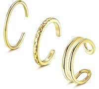 Diamday 3PCS Argent 925 Ouverts Orteils Anneaux pour Femmes Filles Ajustable Manchette Orteils Bagues Ensemble Minimaliste Queue Anneaux Simple Doigt Bagues Été Plage Pieds Bijoux Cadeaux