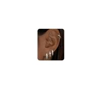 Diamday 4Pcs Boucles d'Oreilles Femme Creole Piercing Oreille Hypoallergéniques Lot Boucles d'Oreilles Piercing Helix Or Argent Cartilage Creoles Tragus Conch Lobe Boucle Oreille Femme 8/10MM