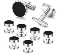 Diamday Boutons de Manchette Homme Acier Inoxydable Noir Rond Rétro Smoking Classique Chemise Costume Vêtements Accessoires Mariage Entreprise Diplôme Cadeau