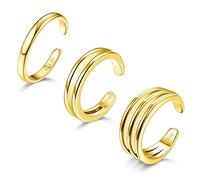 Diamday Ensemble de Bagues d'orteil en Or 14K pour Femmes Anneaux d'orteil Réglables Anneaux d'orteil à Bande Ouverte avec Fleur de Marguerite en CZ Ensemble de Bijoux de Pied de Plage pour Femmes