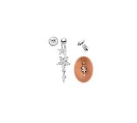 Diamday Piercing Nombril Acier Chirurgical pour Femme Hypoallergénique | 14G Piercing Nombril Or Argent Piercing Nombril Anneau Zircone Fleur Papillon 10mm Piercing Nombril Inversé Belly Piercing