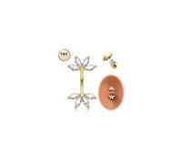 Diamday Piercing Nombril Acier Chirurgical pour Femme Hypoallergénique | 14G Piercing Nombril Or Argent Piercing Nombril Anneau Zircone Fleur Papillon 10mm Piercing Nombril Inversé Belly Piercing