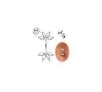 Diamday Piercing Nombril Acier Chirurgical pour Femme Hypoallergénique | 14G Piercing Nombril Or Argent Piercing Nombril Anneau Zircone Fleur Papillon 10mm Piercing Nombril Inversé Belly Piercing