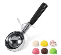 Diamètre 2.05 Pouces Fabricant De Boules Glace, Cuillère Crème Glacée, Cuillère Hockey Sur Glace Poignée Cylindrique Plastique Cuisson Cuillère Biscuits D'acier Inoxydable Pour Cuisine (Noir 4.7CM)