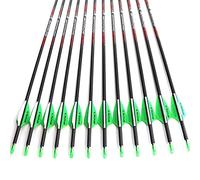 Diamètre Intérieur 4.2mm .165" Longueur Personnalisée Flèche Carbone 22-32 Pouces Spine 1800 avec Encoche Rotative pour Arc à Poulies et Arc Classique Adulte Jeunesse 24pcs