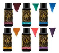 Diamine - 30 ml d'encre pour stylo plume - Roue de couleur - 6 flacons - Writers Blood, Cool Green, Misty Blue, Sepia, Flamingo Pink, Damson