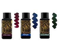 Diamine Encre Pour Stylo Plume 30ml - 3 x Bouteilles - Writers Blood & Midnight Blue & Green Black