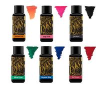 Diamine Encre Pour Stylo Plume 30ml - Palette de Couleurs - 6 x Bouteilles - Autumn Oak, Hope Pink, Jet Black, Ultra Green, Majestic Blue, Red Dragon