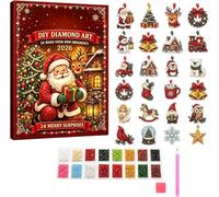 Diamond Art Craft Advent Calendar 2026 | 24 Pcs DIY Christmas Painting Kit | Pearl Diamond Art Kit for Adults | Handmade Hanging Ornaments Countdown Calendar for Holiday Christmas Tree Decoration