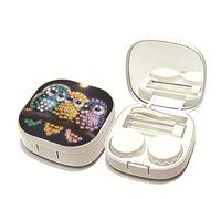 Diamond Art Étui à lentilles de contact 5D Diamond Art Hard Travel Boîte de rangement avec pince à épiler et outil de retrait pour usage quotidien en plein air - 10 chouettes