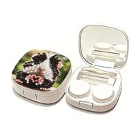 Diamond Art Étui à lentilles de contact pour peinture diamant à faire soi-même Blanc Diamant Art dur Voyage Boîte de rangement avec pince à épiler, outil de retrait pour usage quotidien en plein air