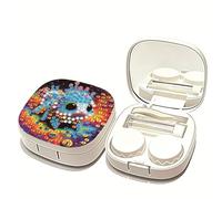 Diamond Art Étui pour lentilles de contact avec pince à épiler, outil de retrait pour usage quotidien et extérieur, 14-lézard, Moderne