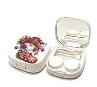 Diamond Art Étui pour lentilles de contact avec pince à épiler, outil de retrait pour usage quotidien et extérieur, 01-Noël, Moderne